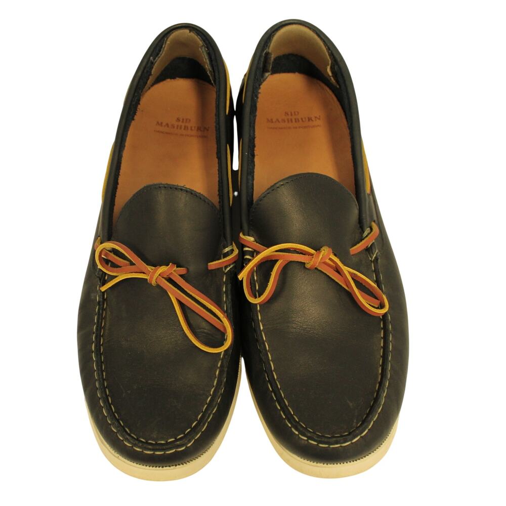 Sid Mashburn Mens Camp Moccasin Navy Blue Leather Portugal Hand Sewn Size 12 Exc